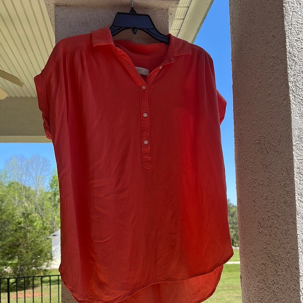 Women's Red Button-Up Top